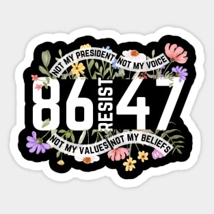 Floral 86 47 Resist Trump Sticker